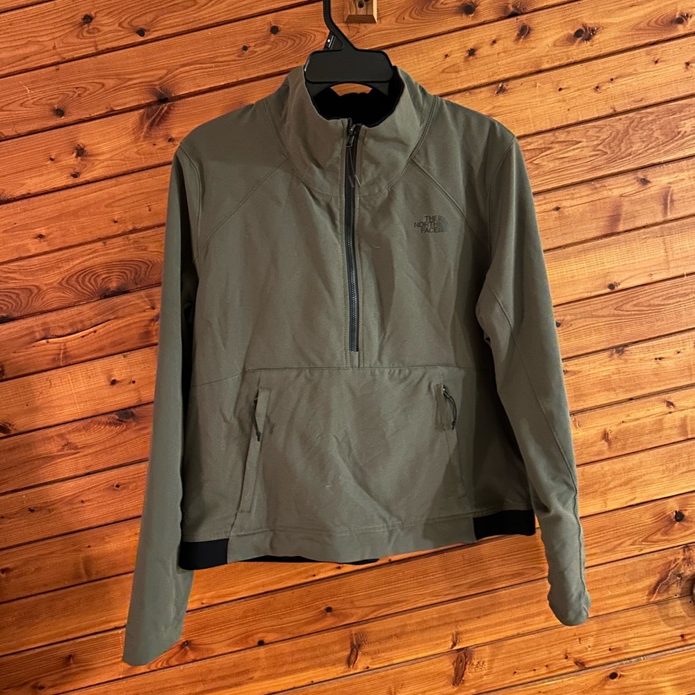 The North Face half zip green sweater jacket
